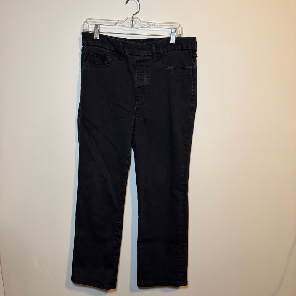 Good American Black Power Stretch Pull-On Straight Jeans Size XL